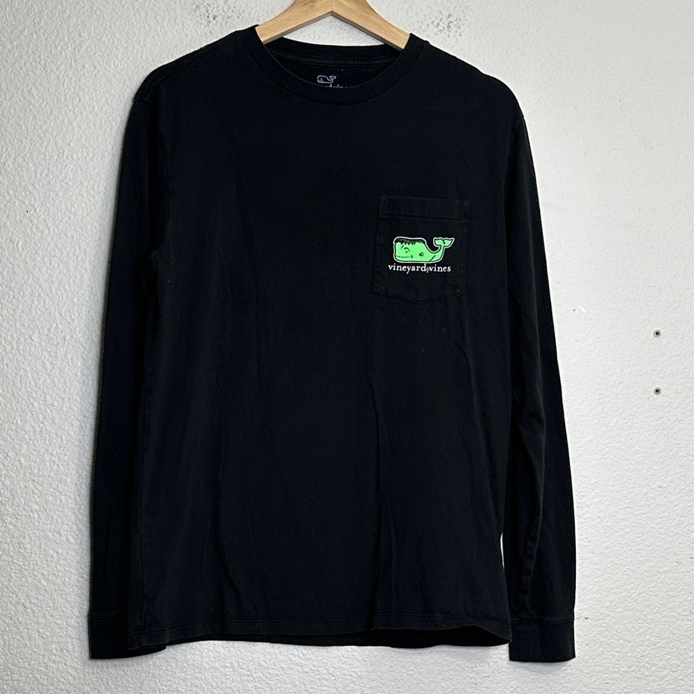 Vineyard Vines Happy Halloween Black Long Sleeve Tee Size Small Flawed - Picture 2 of 8
